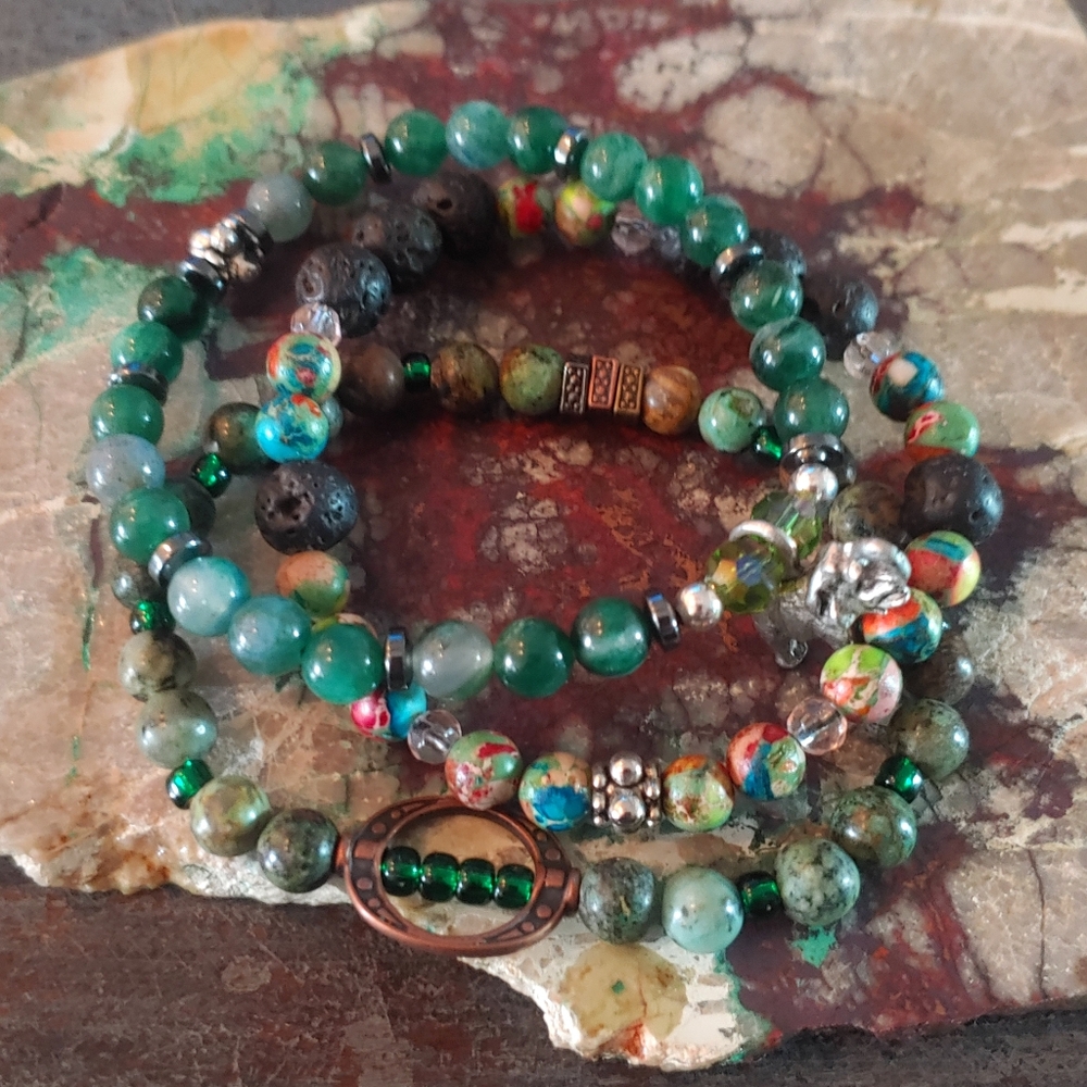 Mala Bead Bracelet Set. 7 inch
